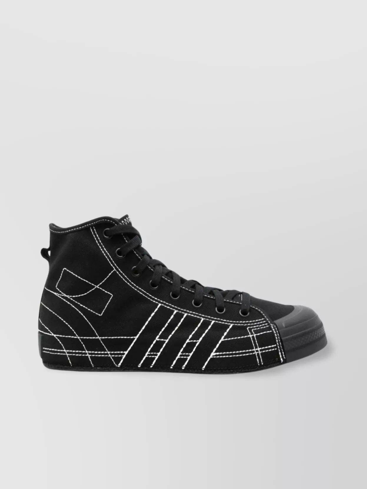 Y-3   High-top leather sneakers contrast stitching