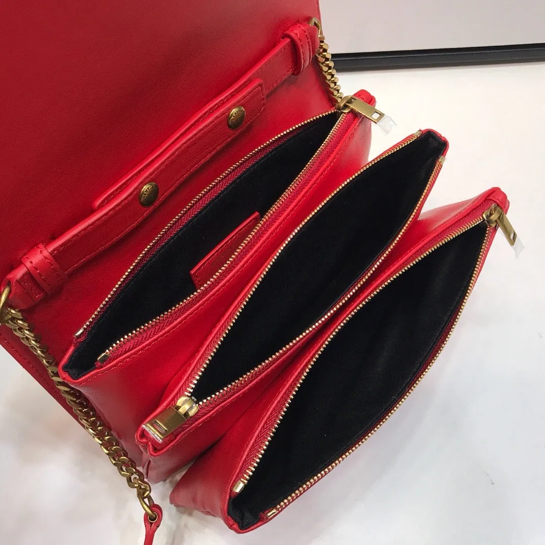 Yves Saint Laurent Angie Patent Handbag Red