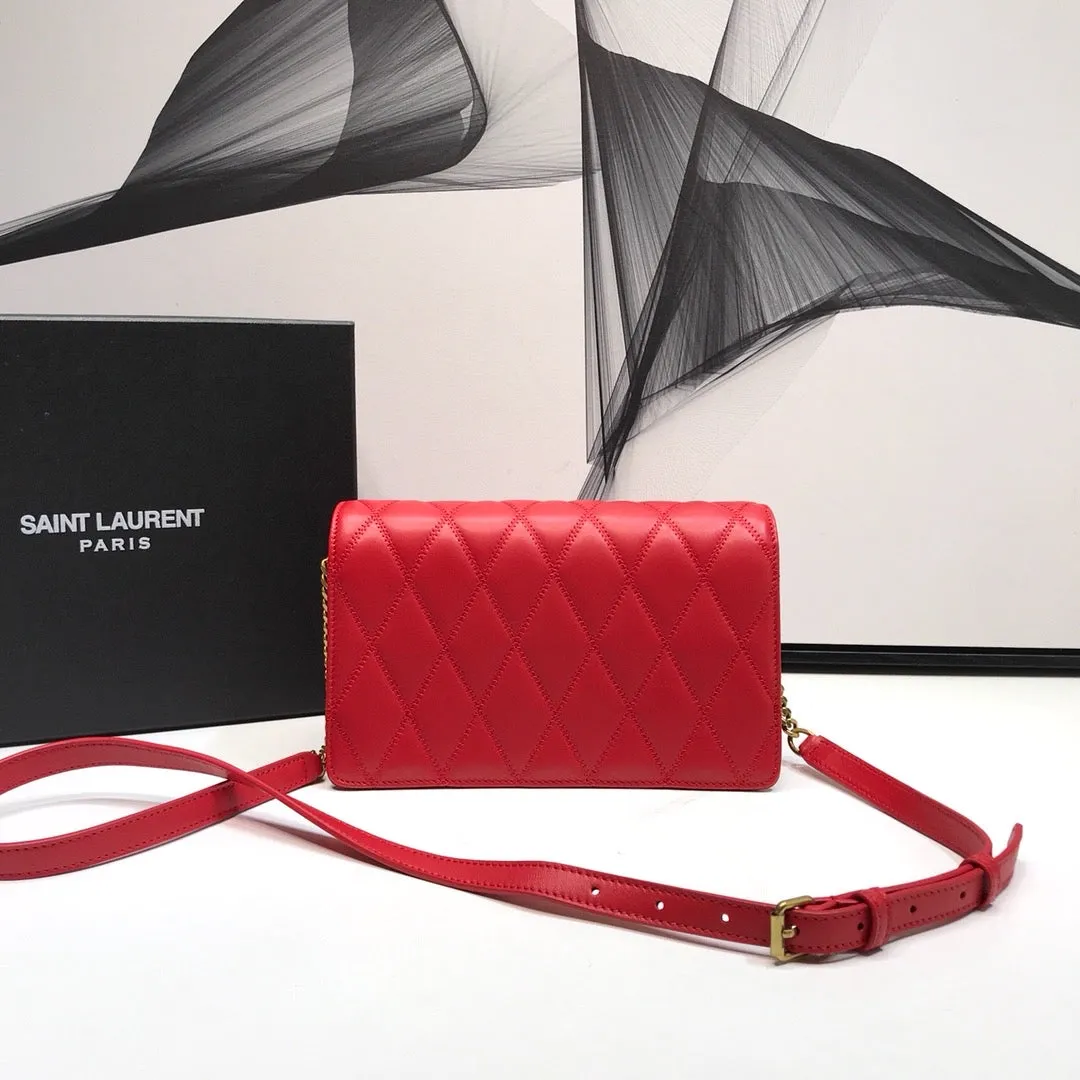 Yves Saint Laurent Angie Patent Handbag Red